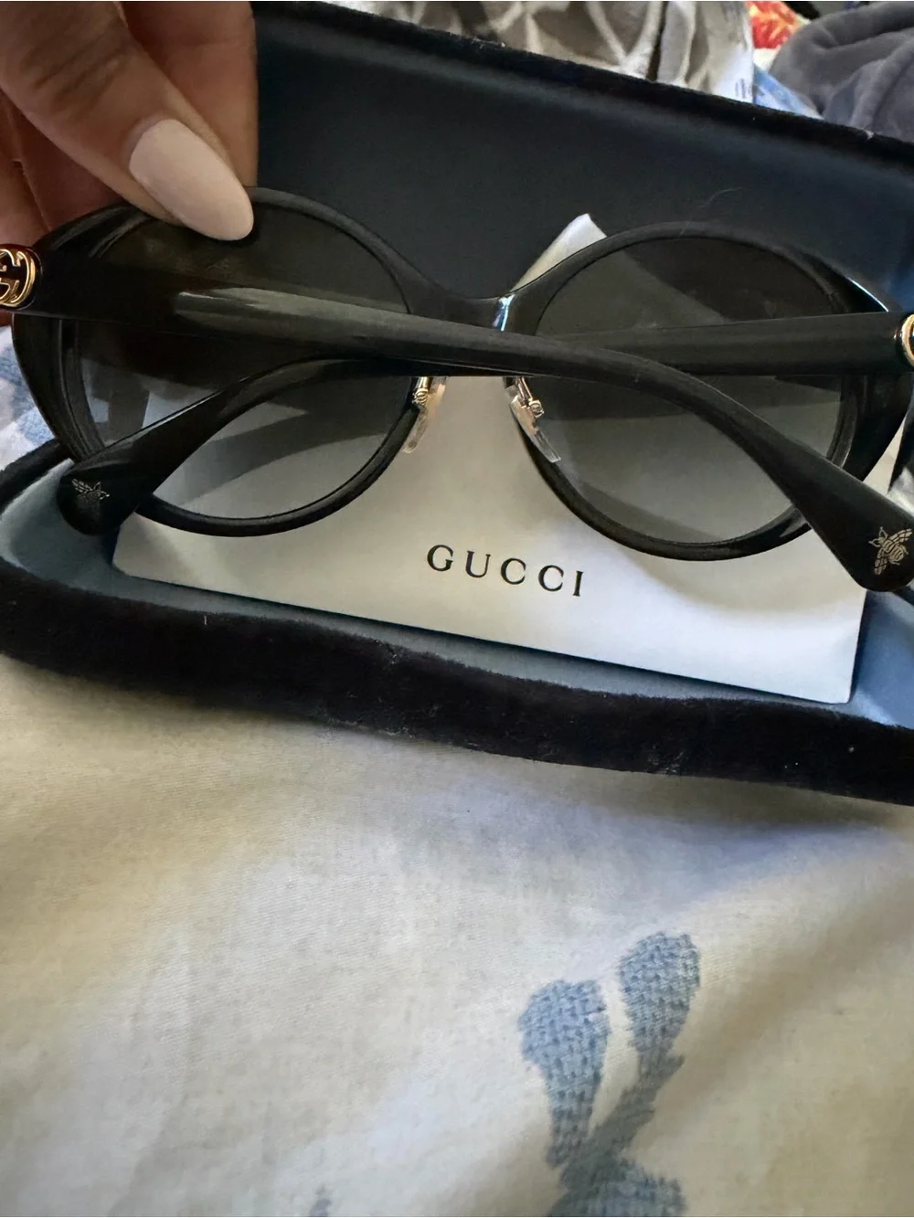 Gucci Black Frame with Gray Gradient Lenses Round Sunglasses